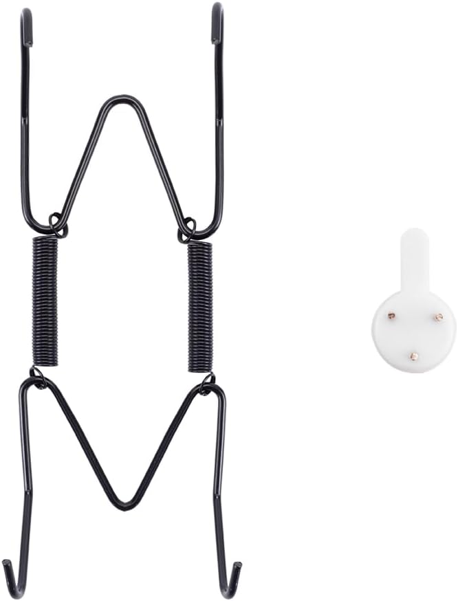 Plate Hangers for The Wall, Suitable for 4-5 inch Decorative Plate, Stainless Steel Wire Plate Holder with Wall Hooks and Rubber tip Protectors, Plate Hangers for Displaying Plates, Platter, Black