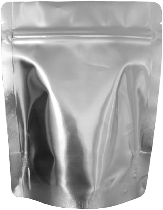 PackFreshUSA: 7 Mil - Pint Seal-Top Stand Up Mylar Bags - 100cc Oxygen Absorbers - Heat Seal - Long-Term Food Storage - 100 Pack