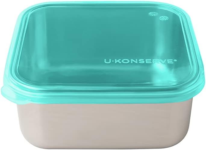 U Konserve Stainless Steel Food Storage Bento Box Container, Leak Proof Silicone Lid Dishwasher Safe - Plastic Free (30oz Teal)