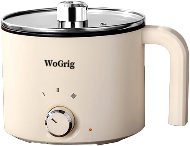 1.8L Electric Hot Pot，Ramen Cooker, Dual power supply Mini Portable Multi-Functional Lazy Pot for Pasta, Noodles, Egg, Soup,Rice，Non-Stick Noodle Cooker with Boil Dry Protection for Dorm, Office (white)