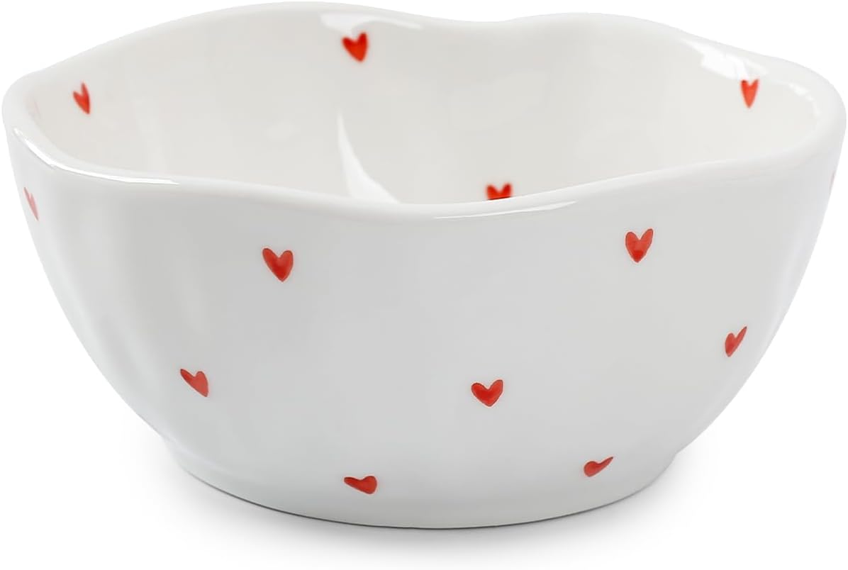 Koythin Ceramic Cereal Bowl, Cute Flowers Pattern Kitchen Bowls for Cereal, Salad, Pasta, Soup, Dessert, Serving, Home Decor, Microwave and Dishwasher Safe (Little Love)