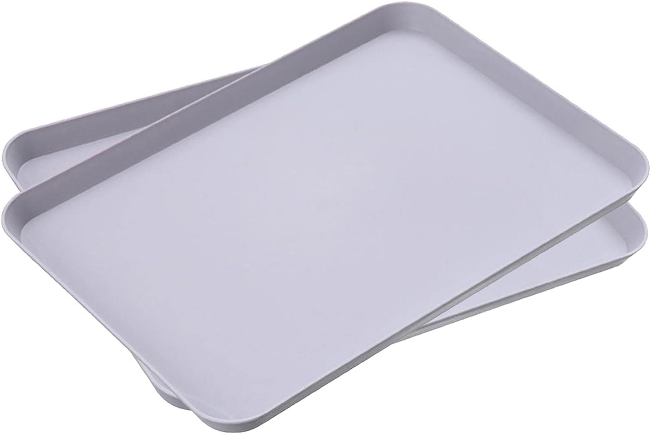 2 Pack 10 x 14 Inch Plastic Tray Blue - Restaurant Grade Non-Slip Tray Excellent for Weddings, Buffets, Birthday, Coffee Table, Kitchen & More