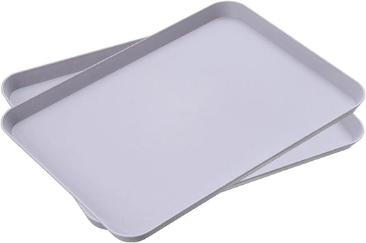 2 Pack 10 x 14 Inch Plastic Tray Blue - Restaurant Grade Non-Slip Tray Excellent for Weddings, Buffets, Birthday, Coffee Table, Kitchen & More