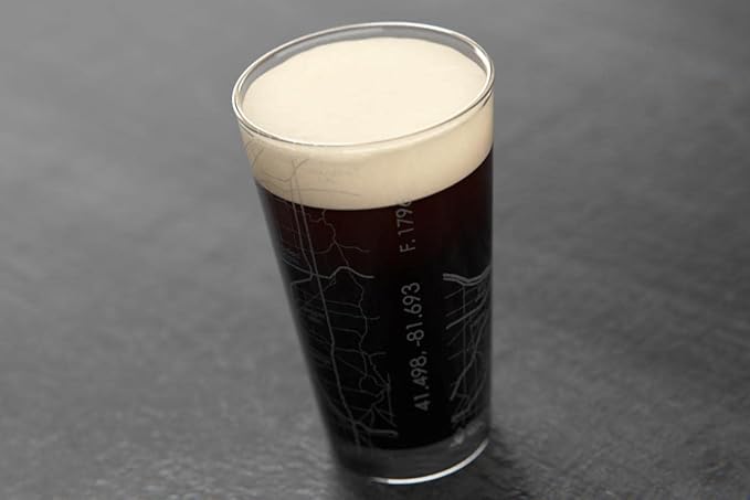 Well Told Engraved Cleveland Ohio Map Pint Glass, Etched Beer Gift (16 oz, Clear) City Map Pint, Custom City Glassware, Gifts For Beer Lovers