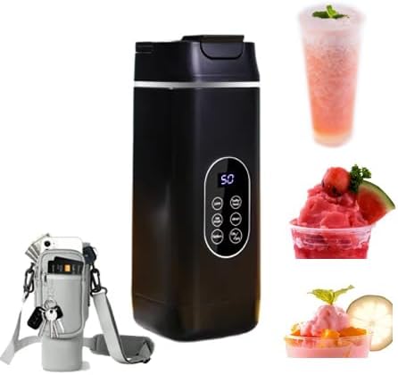 Hualisen Portable Blender for Smoothies Juice,420ML Insulated Juicer with Storage Pouch, 12 Blades Juice Cup USB-C Rechargeable,Cordless Personal Blender for Shakes and Smoothies (ZJ/Black)