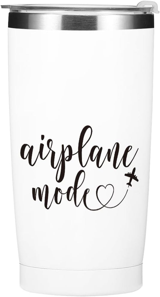 Airplane Travel Gifts Tumbler，Travel Essentials 20 oz Stainless Steel Coffee Mug，Insulated Cup with Lid for Car,，Flight Vacation Gifts for Women Men Travelers Trip Birthday Christmas Retirement