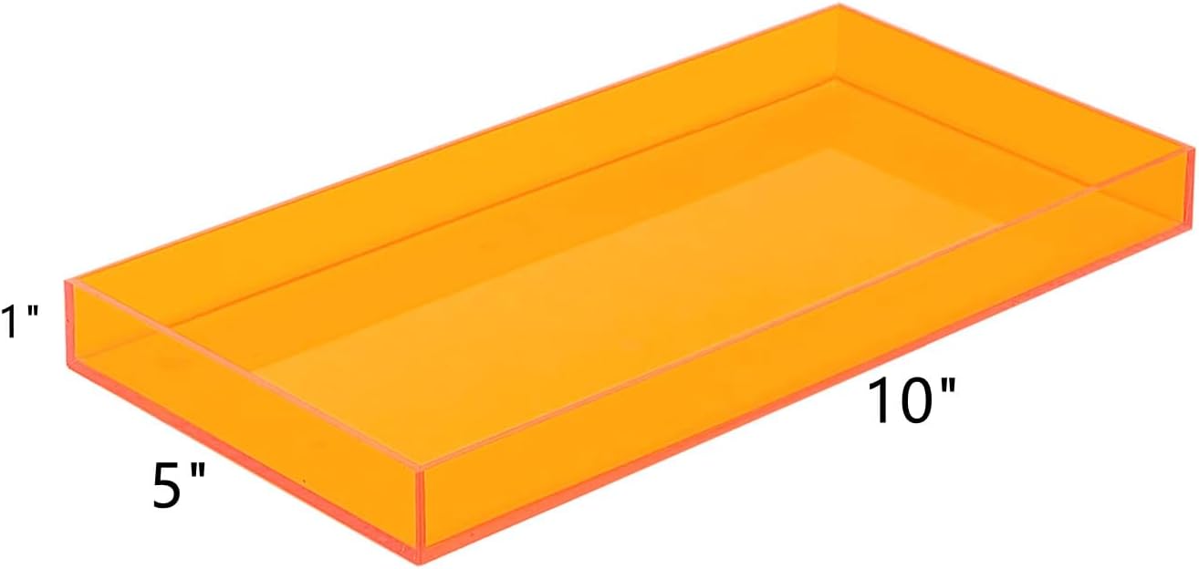 ROYALITA Acrylic Tray Bathroom Tray for Countertop, Guest Towel Holder Tray for Napkin Perfume Jewelry Makeup, Vanity Trays for Soap Dispenser, Aromatherapy, Cup & Candle, Orange
