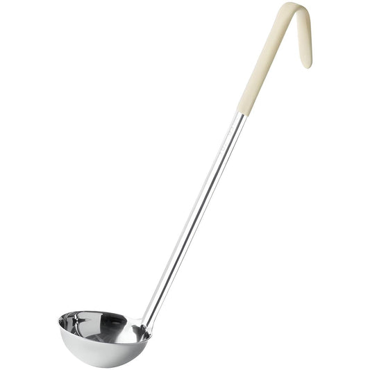 OCS Parts Professional Series Stainless Steel Culinary Ladle | 3 Ounce | Heat Resistant PVC Handle, Dishwasher Safe 13-Inch Soup Ladle for Home and Commercial Kitchens