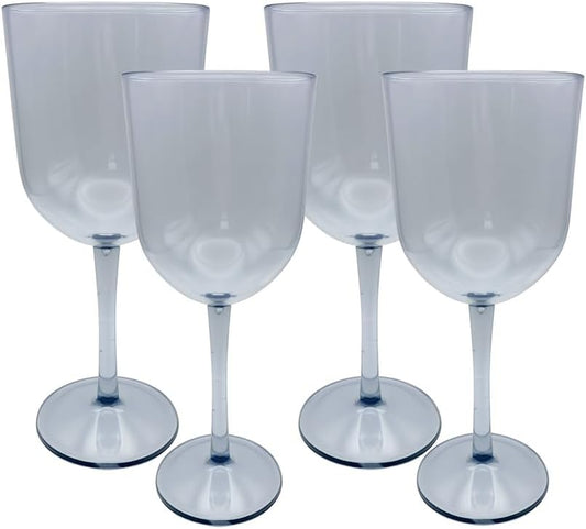 Party Outlaw Plastic Wine Glasses 4 Pc 10oz, Classic Wine Drinking Glasses, BPA-Free, Lightweight, Heavy Duty, Reusable, Shatter - Proof, Dishwasher Safe, Made in USA (Clear)