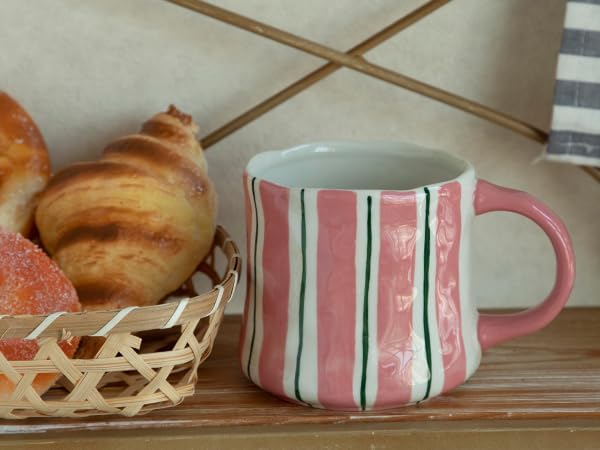 Stripe Ceramic Coffee Mugs, 12oz Vibrant Striped Red Design Cute Mugs, Dishwasher & Microwave Safe Cups for Coffee, Tea, and Cocoa, Perfect for Daily Brews tea or coffee