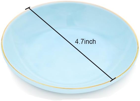 4.75" Ceramic Jewelry Tray, Small Ring Dish Holder Trinket Tray, Catch All Trays for Ring Earring Necklace Key, Christmas Gifts for Women Girls (Light Blue)