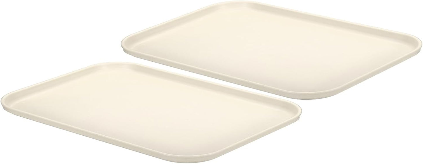PATIKIL Plastic Fast Food Serving Tray, 2 Pcs 15" x 10.6" Reusable Rectangular Cafeteria Serving Platter for Party Kitchen Restaurant, White