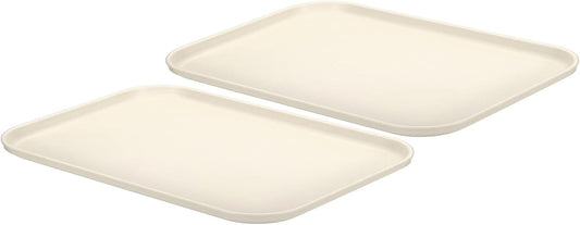 PATIKIL Plastic Fast Food Serving Tray, 2 Pcs 15" x 10.6" Reusable Rectangular Cafeteria Serving Platter for Party Kitchen Restaurant, White