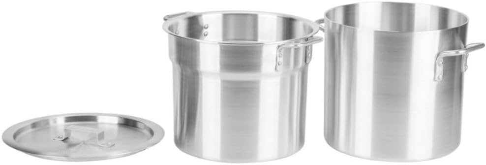 Soro Essentials- 16 Qt. Aluminum Double Boiler Pot with Lid- Steam Melting Stock Pot for Butter Chocolate Cheese Caramel Fondue Candy Dessert and Sauces