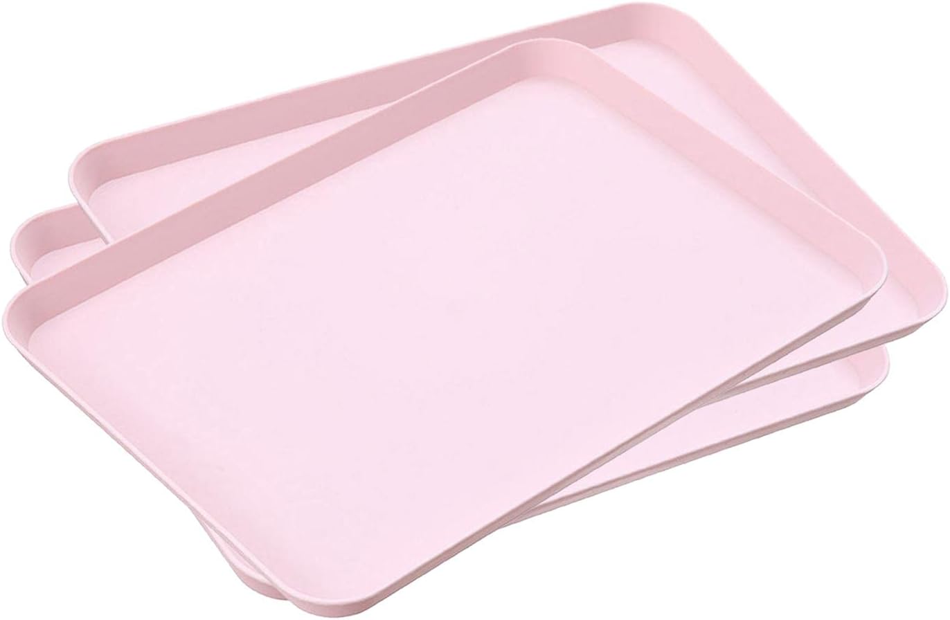 3 Pack 8 x 12 Inch Plastic Tray Blue - Restaurant Grade Non-Slip Tray Excellent for Weddings, Buffets, Birthday, Coffee Table, Kitchen & More