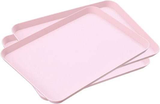 3 Pack 8 x 12 Inch Plastic Tray Blue - Restaurant Grade Non-Slip Tray Excellent for Weddings, Buffets, Birthday, Coffee Table, Kitchen & More