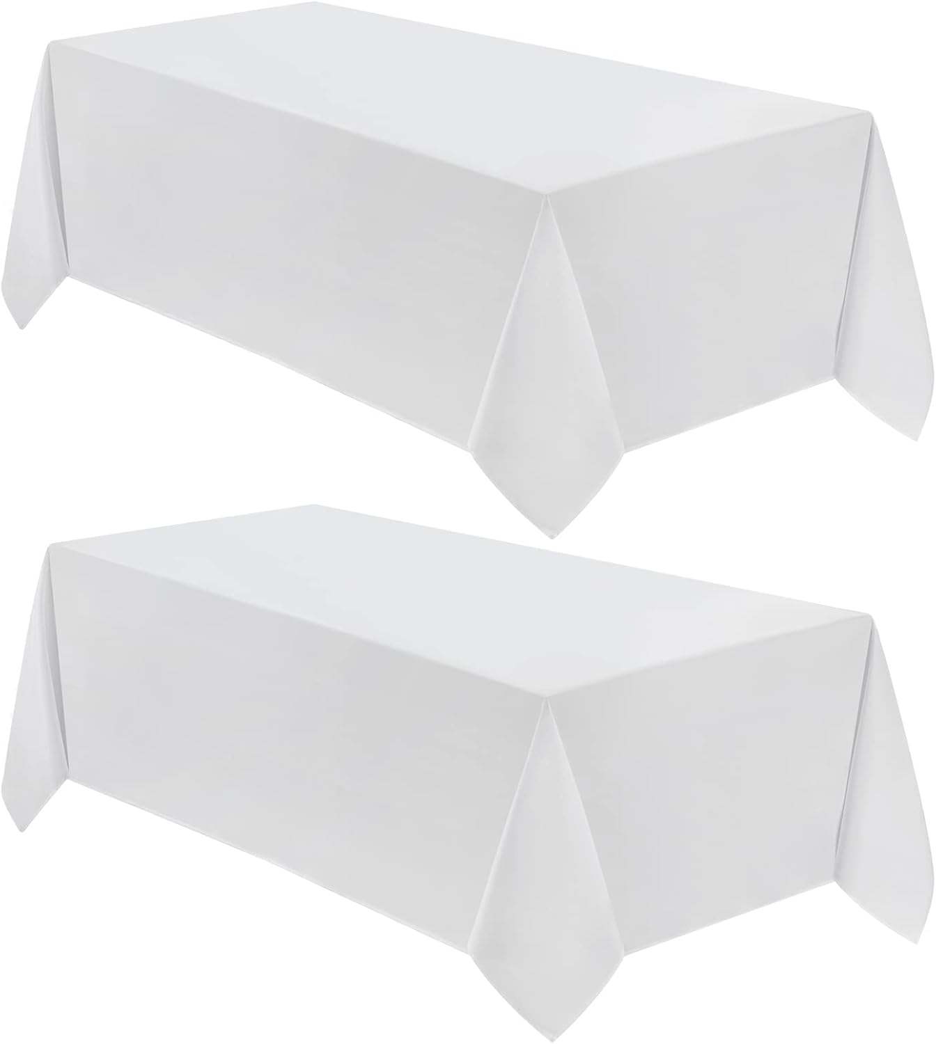 VidaFete Tablecloth 90 * 156inch 2pack Rectangle Table Cloth Polyester, Stain Wrinkle Resistant Dining Table Cover for Kitchen Dinning Party Wedding Rectangular Tabletop Buffet Decoration(White)