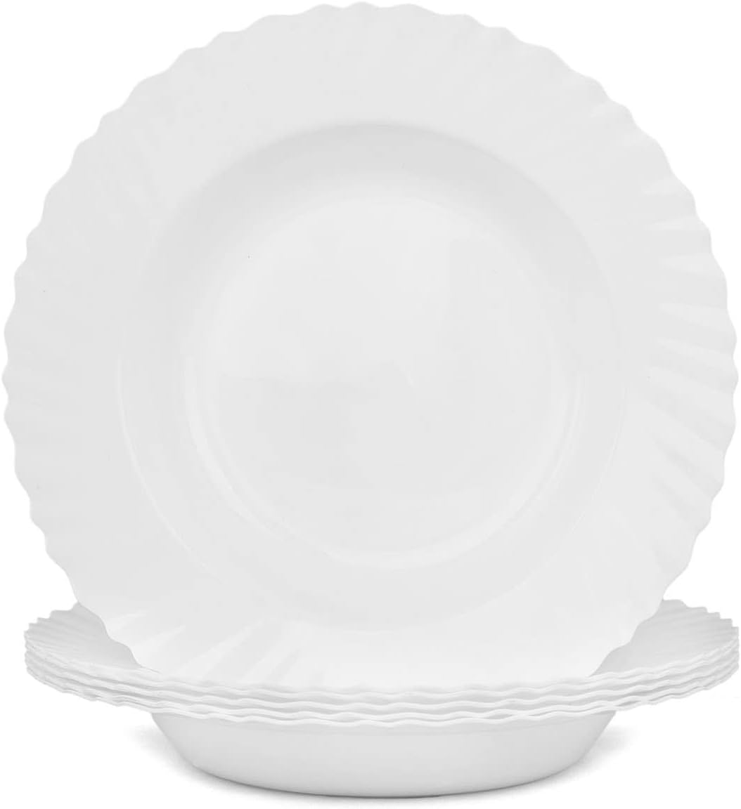 Mintra Home Curly Collection (9in Deep Plate - 6pk, White)