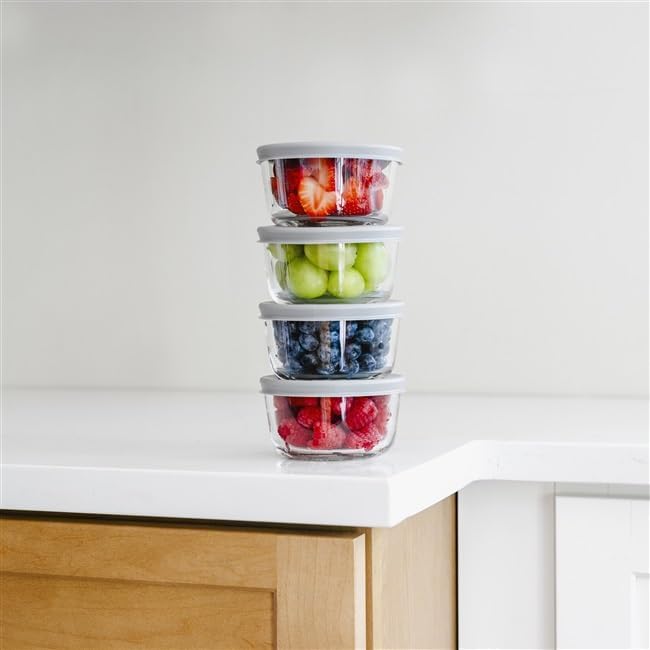 DURA LIVING 16-Piece Glass Food Storage Containers Set (8 Containers + 8 BPA-Free Lids) | 1-Cup, Leakproof | Microwave, Freezer, Oven & Dishwasher Safe | Ideal for Meal Prep & Pantry Organization