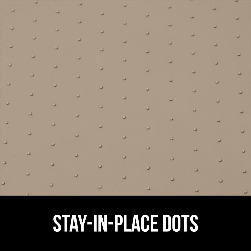 GORILLA GRIP Waterproof Silicone Under Sink Mat with Raised Lip for Kitchen and Bathroom, Cabinet Shelf Liner Stay in Place Mats Dishwasher Safe Drawer Liner, Organizer Tray, 19 x 22 in, Beige