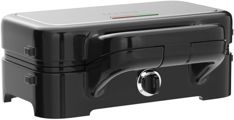 3-in-1 Belgian Waffle Maker 1200W, Stainless Steel Waffle Iron & Sandwich Press with Removable Nonstick Plates, 5-Gear Temperature Control, Cool Touch Handle, Easy to Clean for Family Breakfast