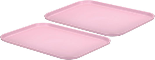 PATIKIL Plastic Fast Food Serving Tray, 2 Pcs 15" x 10.6" Reusable Rectangular Cafeteria Serving Platter for Party Kitchen Restaurant, Pink