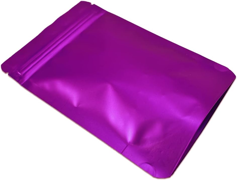 PABCK 50 Pieces 5.5x7.87 inch(Inside Size 4.7x5.1 inch) Stand-Up Resealable Heat Seal Bags 3.55mil Thick Frosted Purple Foil Sealed Bags for Zip Packaging Lock Food Storage Pouch