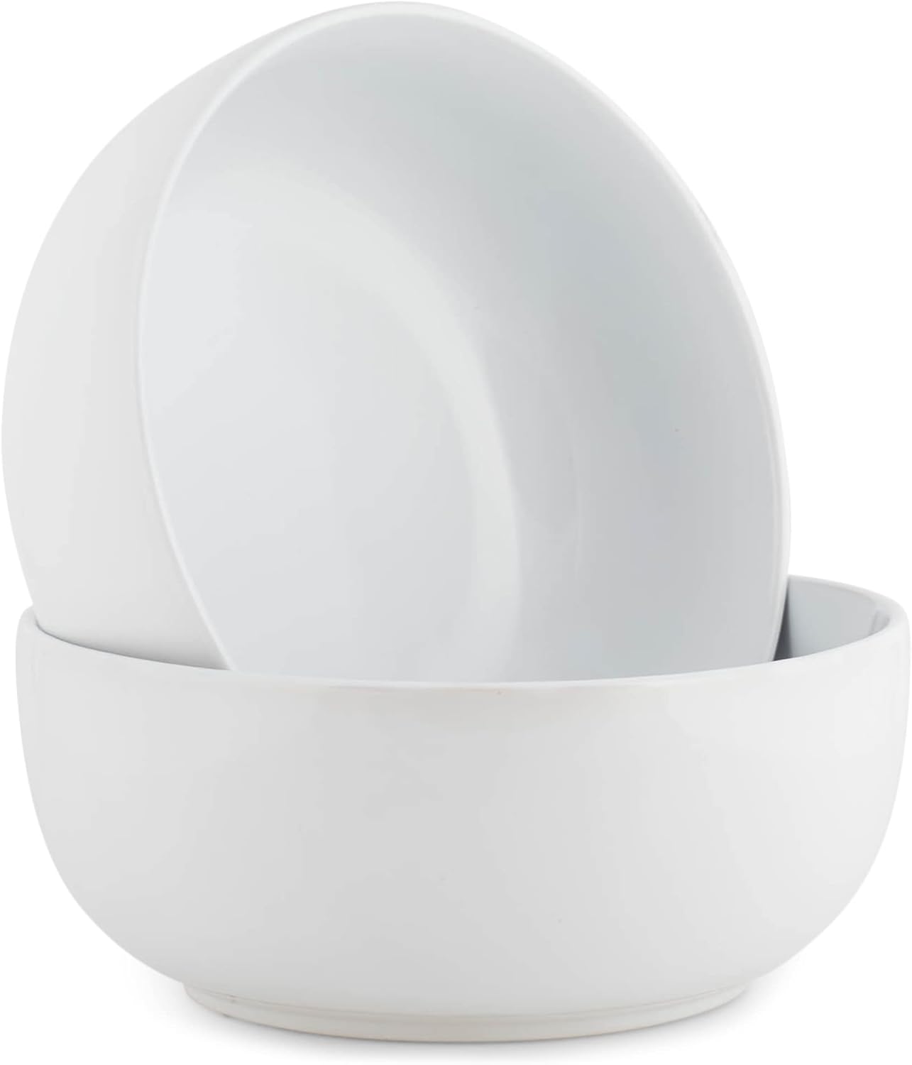 Elanze Designs Bistro Glossy Ceramic 8.5 inch Large Serving Bowls Set of 2 - Perfect for Multiple Everyday Uses: Pasta, Salad, Ramen, Soup, Popcorn, Noodles, Cereal and Mixing Bowls, White