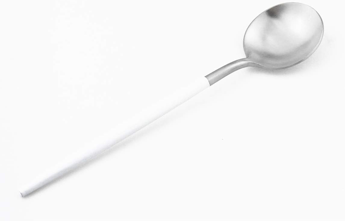 Gugrida Luxury Flatware, Royal 20 Piece Matte White Handle 18/10 Stainless Steel Tableware Sets for 4 Including Forks Spoons Knives, Camping Silverware Travel Utensils Set Cutlery (White Silver)