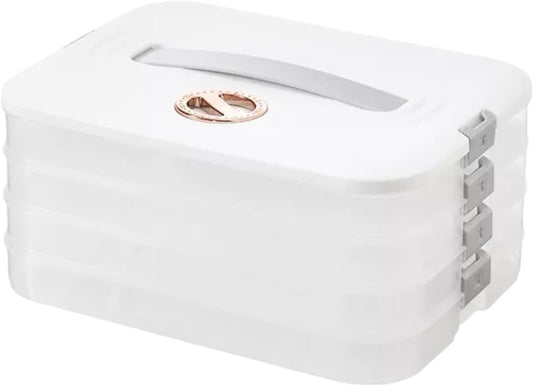 4-layer Cookie Containers,Cookie Carrier with Lid and Handle, Dumpling Box,Food Storage Containers
