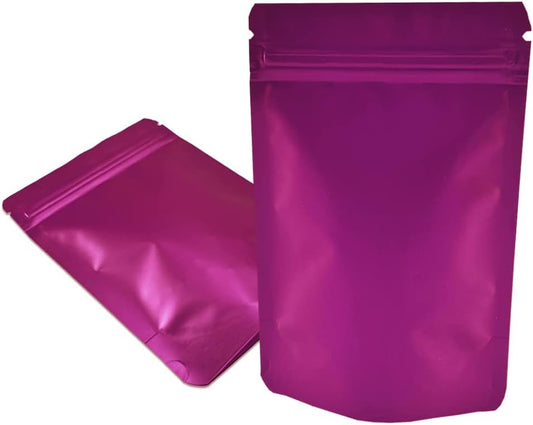 PABCK Stand-Up Resealable Heat Seal Bags 3.55mil Thick Pink Foil Sealed Bags 50 Pieces 3.35x5.1 inch for Zip Packaging Lock Food Storage Pouch