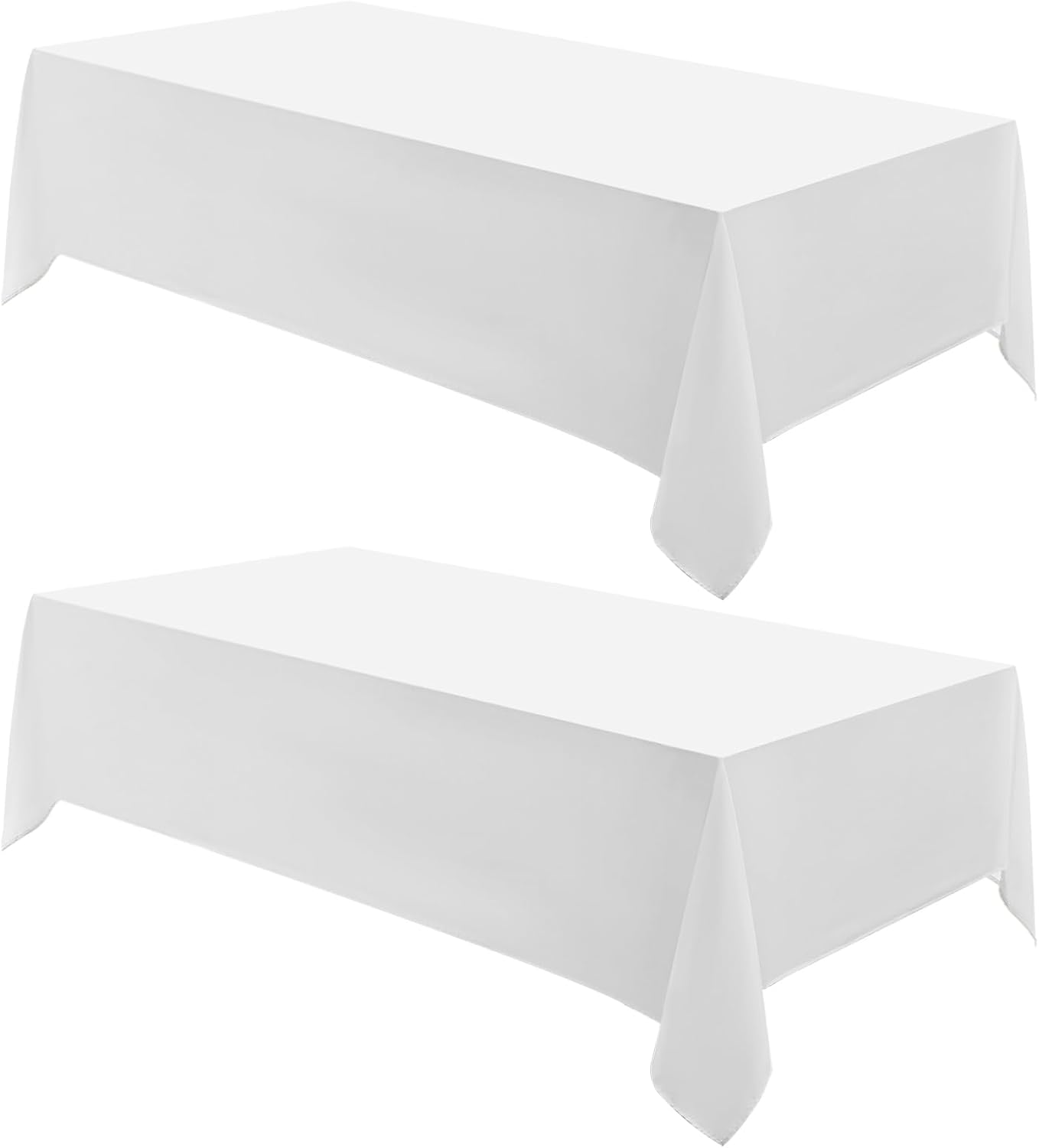 Rectangle Tablecloths 60x120 Inch 2 Pack White Tablecloth Washable Decorative Linen Polyester Table Cloths for Dining Table Banquets Buffet Parties and Wedding