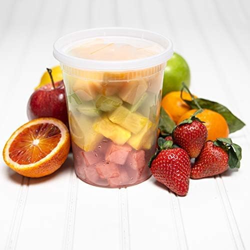 NYHI 32 oz 30 Pack Clear Deli Containers with Lids Disposable BPA Free Round Plastic Food Storage Containers with Lids Recyclable Space Saver Airtight for Kitchen Storage Meal Prep Take Out