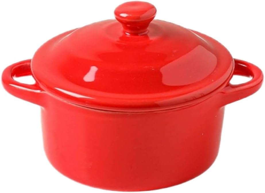 7 OZ Mini Ceramic Candy Bowl Small Candy Dish with Lid Cute Ceramic Bowl for Dessert,Snack,Baking,Fruit,Yogurt,Ice Cream,Cereal,Dipping Sauce,Side Dishes,Microwave Dishwasher Safe(red)