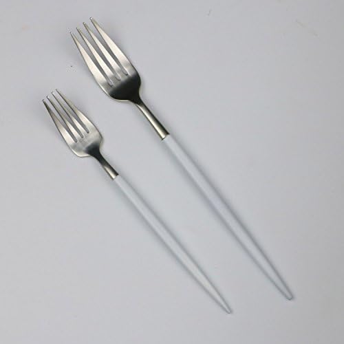 Customized 20-Piece 18/10 Stainless Steel Flatware Set, Serive for 4, With Fork Spoons Knife Teaspoon Dessert Fork for Home Kitchen Restaurant Hotel (White + Silver)