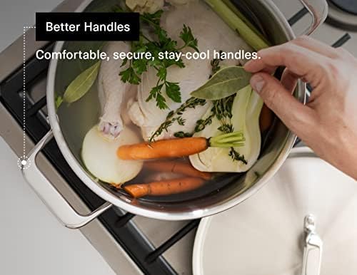 Misen 6.75 QT Stainless Steel Stock Pot with Lid - Stew & Soup Pot with Handles - Large Pot for Cooking