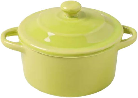 7 OZ Mini Ceramic Candy Bowl Small Candy Dish with Lid Cute Ceramic Bowl for Baking,Dessert,Snack,Fruit,Yogurt,Ice Cream,Cereal,Dipping,Side Dishes,Microwave Freezer Safe(green)