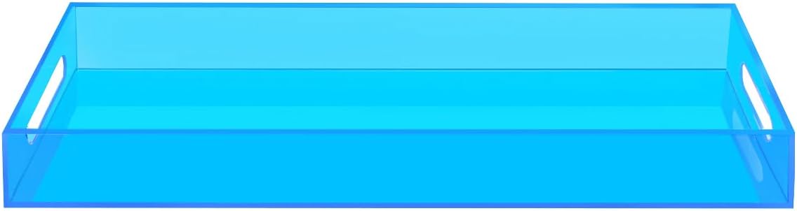 SetGame Acrylic Serving Tray with Handles, Bathroom Desktop Decorative Storage Arylic Trays, Simple Vanity Tray Food Tea Fruit Dinner Snack Tray for Bar Kitchen Party