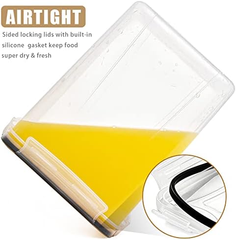 Wildone Large Food Storage Containers 5.2L /175oz, 4 Piece BPA Free Plastic Airtight Food Storage Containers for Flour, Sugar, Baking Supplies, Kitchen & Pantry Containers with 20 Labels