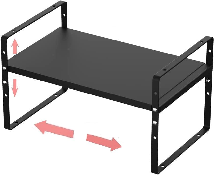 Expandable Stackable Spice Rack Cabinet Shelf Organizer in Cabinets Shelves Kitchen Cupboard Organization Stack up Racks Pantry Countertop Storage Medium/Black 1 Pack