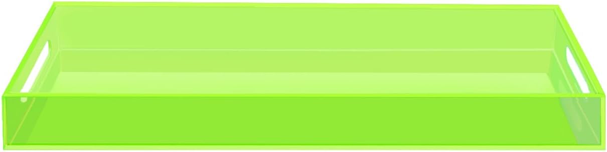 SetGame Acrylic Serving Tray with Handles, Bathroom Desktop Decorative Storage Arylic Trays, Simple Vanity Tray Food Tea Fruit Dinner Snack Tray for Bar Kitchen Party