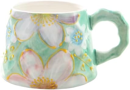 13oz ceramic mug, enlarged and thickened breakfast cup, suitable for spring, summer, autumn and winter, hand-painted cup, a personalized gift for girlfriend.