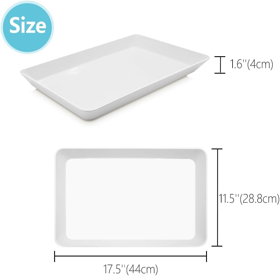 Serving Tray Platter, 17.5'' x 11.5'' x 1.6'', 5 Pcs Food Tray for Veggie Fruit Snack Dessert Cookie Cheese, Food Trays for Party Supplies Display, Large Platters for Serving Food, BPA Free
