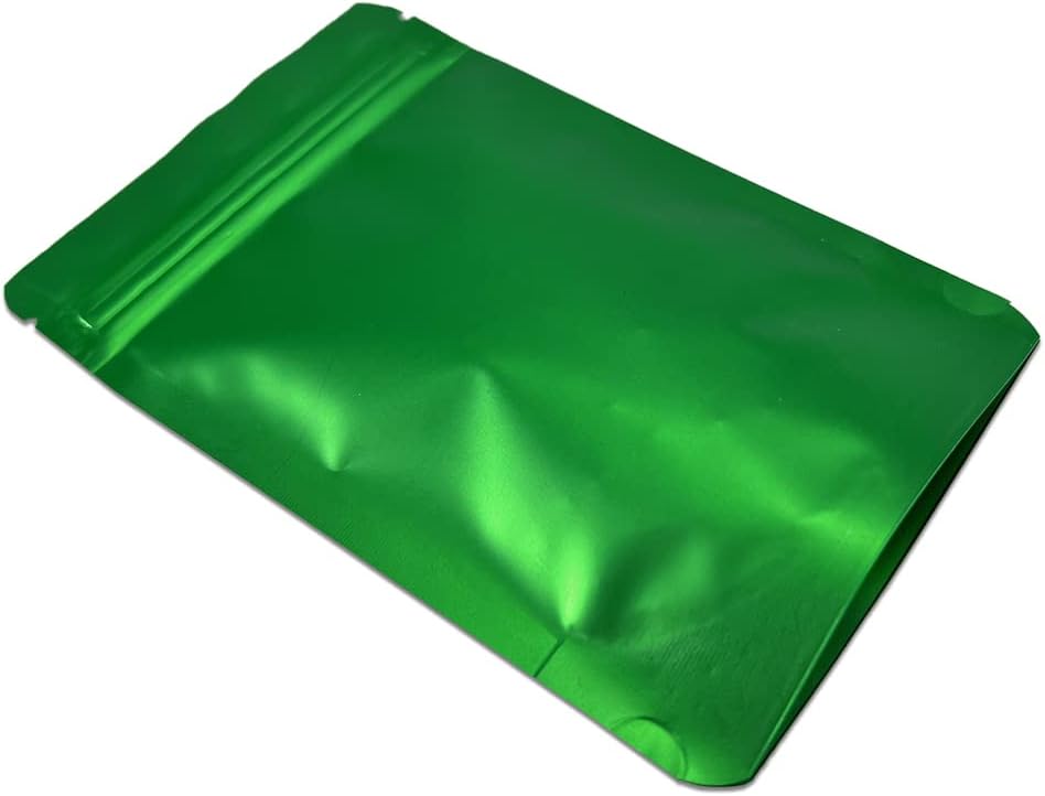 PABCK Stand-Up Resealable Heat Seal Bags 3.55mil Thick Frosted Green Foil Sealed Bags 50 Pieces 3.35x5.1 inch for Zip Packaging Lock Food Storage Pouch
