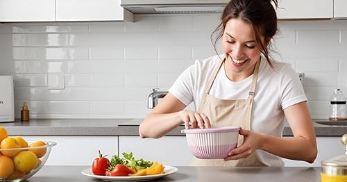 Mixing Bowl Set with Airtight Lids-8-Piece Nesting,stackable Plastic Kitchen Bowls for Mixing & Food Prep-BPA-Free,Dishwasher,Microwave & Freezer Safe