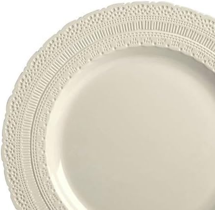 " OCCASIONS " 80 Plates Pack,(40 Guests) Extra Heavyweight Vintage Wedding Disposable/Reusable Plastic Plates 40 x 11'' Dinner + 40 x 8.25'' Salad/Dessert Plate (Chateau Ivory)