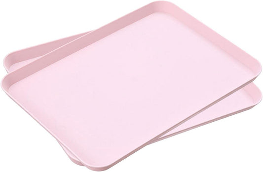 2 Pack 10 x 14 Inch Plastic Tray Blue - Restaurant Grade Non-Slip Tray Excellent for Weddings, Buffets, Birthday, Coffee Table, Kitchen & More