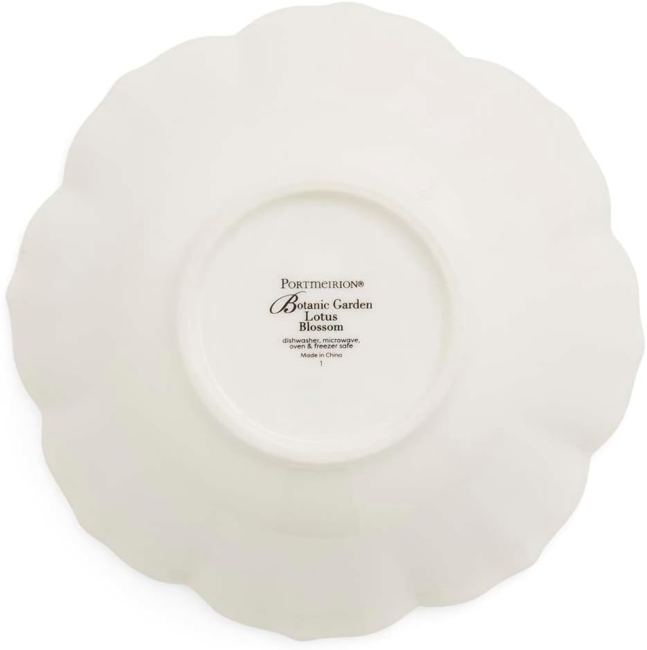 Portmeirion Botanic Garden Lotus Blossom Bowl, Set of 4 - African Daisy Floral Design - 6" Porcelain Dishes for Breakfast, Snacks, Sides or Desserts - Microwave, Oven, Freezer & Dishwasher Safe