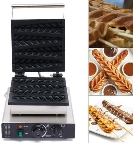 4 Grids Waffle Machine, 1750W Commercial Kitchen Non-Stick Pans Electric French Muffin Irons Stainless Steel Hot Dog Corn Maker and Stick Maker 50-300 Double-Sided Heating