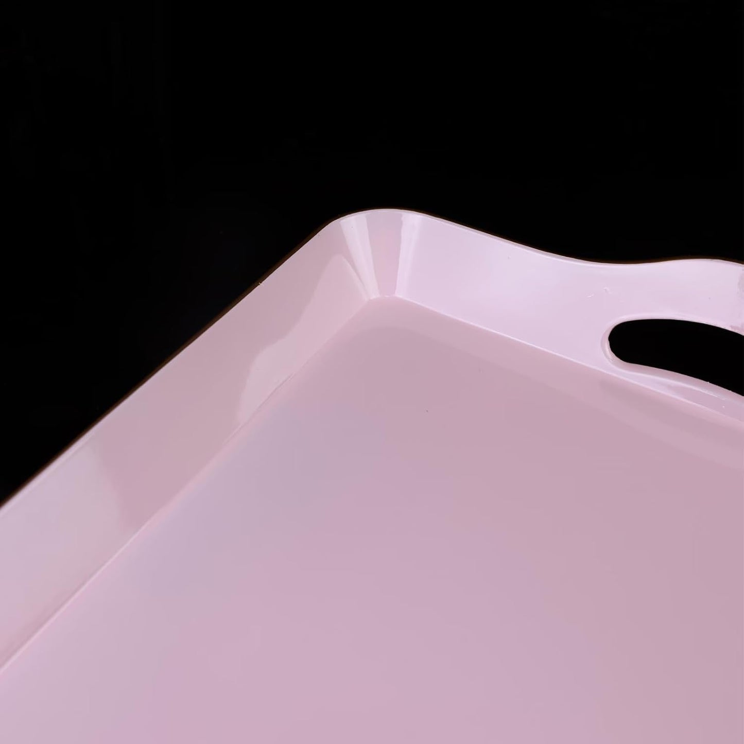 Pink Decorative Tray for Coffee Table with Handles, Plastic Rectangular Serving Tray for Living Room, Bathroom, Outdoors, 11.8"*17.3"